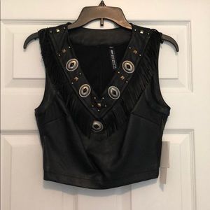 Design Lab small black faux leather vest top